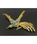 18K GOLD - Vintage Victorian Large Flying Turquoise Bird Brooch Pin - GB119 - £1,508.10 GBP