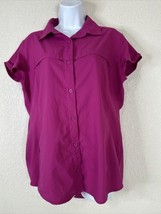 Magellan Womens Size L Purple Fish Gear Button-Up Shirt Short Sleeve - £8.63 GBP