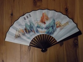 Japanese Art Print Silk Hand Folding Fan Fashion Decor Yuqing Kunlun - $34.65