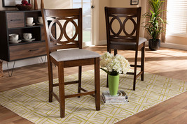 Aspen Gray Fabric Upholstered Walnut Brown 2Pc Counter Height Chair Set - $3,530.89 MXN