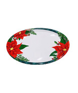 Christmas 18.5 Inch Oval Printed Serving Plate Pinosettia - $15.89