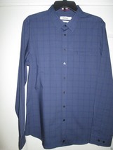 Calvin Klein Ultra Slim Fit Pointed Plaids Men’s Dress Shirt Navy L (17|35.5) - £27.33 GBP
