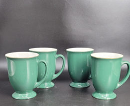 4 Hornsea Pottery Pedestal Mugs Green Gold Edge Irish Coffee England 5&quot; ... - $18.19