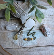 Yellow Citrine Pendulum with Crazy Lace Agate Beads ~ Prosperity &amp; Intui... - $550.03 MXN