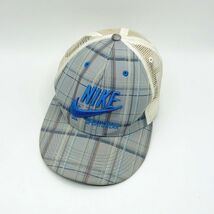 Nike Sportswear USA Gray  Plaid Embroidered Snapback Cap Hat Mesh Back - $14.84