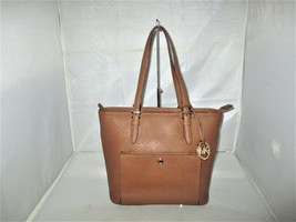 Michael Kors Jet Set Saffiano Leather Top Zip Snap Pocket Tote $198 Brown  #2768 - £44.31 GBP