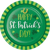 Green Happy St. Patrick&#39;s Day Blarney Dessert Plates 8 Ct. Party - £3.96 GBP