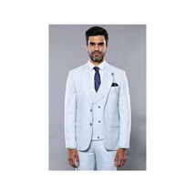Men 3pc European Vested Suit WESSI J.VALINTIN Extra Slim Fit JV14 Sky Blue new image 6