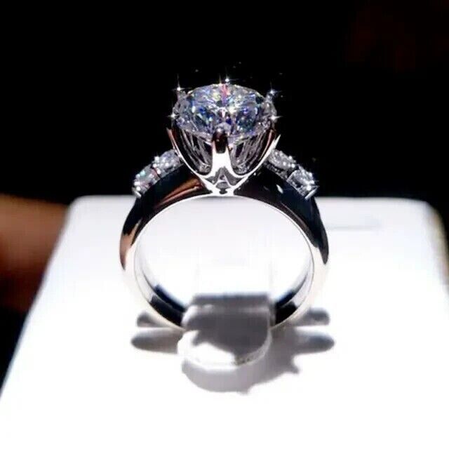 2.50Ct Round Cut Moissanite Engagement Bridal Set Ring 14k White Gold Plated Item image 5