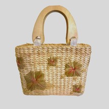 Vintage 90s 2000s Y2K Woven Wicker Straw Purse/Bag Floral Design - $335.33 MXN