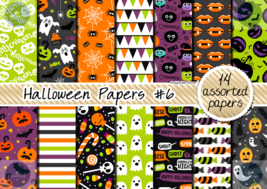 Halloween Digital Paper Pack - Spooky Patterns in High-Res JPEG -6 - £1.60 GBP