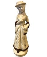 vintage porcelain Lady Figurine With Hat 7 Inches In Length Made In Taiwan - $23.04 CAD