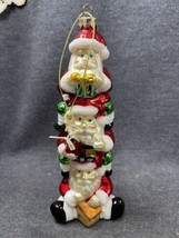 Vintage Glass Stacked Santa Christmas Ornament 7” Tall EUC - £5.47 GBP