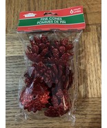 Christmas House Christmas Pine Cones Red Glitter - £11.75 GBP