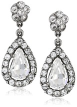 Ben-Amun by Isaac Manevitz Silver Crystal Teardrop Earrings Made in USA NWT - £24.08 GBP