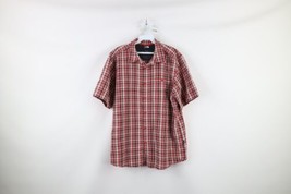 The North Face Mens Medium Spell Out Short Sleeve Collared Camp Button Shirt Red - $34.60