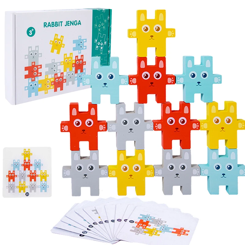 Children Montessori Animal Stacking Blocks Toys Rabbit Staker Balancing Games - £15.38 GBP+