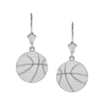 925 Sterling Silver Basketball Leverback Sport Earrings - £33.93 GBP