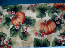 Fabric Red Rooster Runner 39&quot; x 8&quot; Orange Pumpkin Large Olive Leaves $5.00 - $5.00