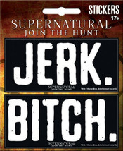 Supernatural TV Series JERK and BITCH Peel Off Stickers Set, NEW SEALED - $3.99