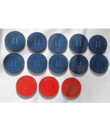 13 Vintage Clay Poker Chips Private Club Hot Stamped Dollar &amp; Quarter - £11.77 GBP