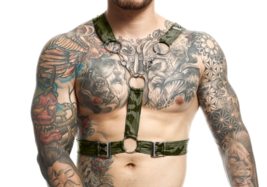 MOB DNGEON Eroticwear Cross Chain Harness O/S Army Green DMBL09 9 - £39.03 GBP