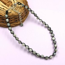 Natural Kiwi Stone 8x8 mm Beads Adjustable Thread Necklace ATN-24 - £12.08 GBP