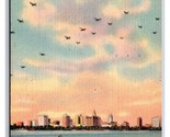 Army Persuit Planes Over Miami Florida FL Linen Postcard W6 - £2.35 GBP