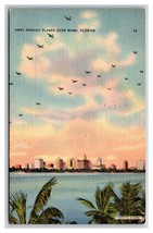 Army Persuit Planes Over Miami Florida FL Linen Postcard W6 - £2.35 GBP