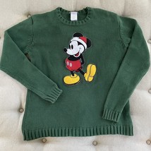Disney Mickey Mouse Felted Applique Cotton Sweater L - $535.68 MXN