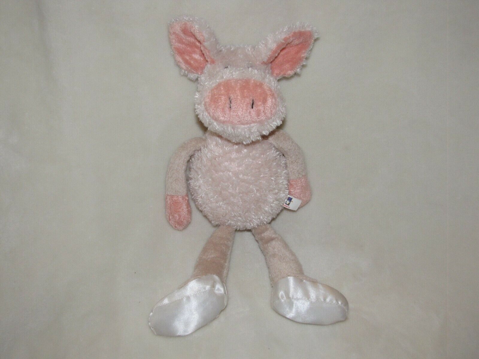 Primary image for 13" 2003 Manhattan Toy Stuffed Plush Pink Beanbag Pig White Satin Shoes Slippers
