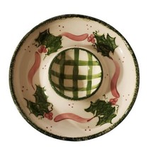 BERRY &amp; Holly Holiday Chip &amp; Dip Bowl Platter 12 Inch Christmas Plate Vt... - £34.10 GBP
