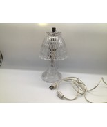 Vintage Glass Table Lamp 11 Inch Floral Etched Scalloped Shade Electric - $818.61 MXN