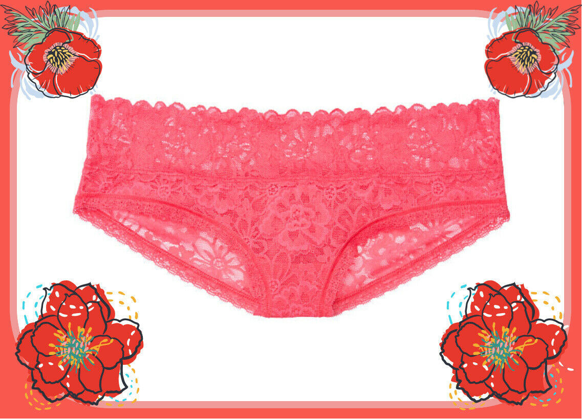 Primary image for L  Watermelon Coral Floral Lace THE Lacie Victorias Secret Hiphugger Pantie