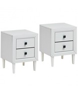 2Pcs Multipurpose Retro Nightstand with 2 Drawers-White - Color: White - £160.57 GBP