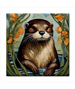 Ceramic Tile Otter Kitchen Backsplash Home Decor Wall Art Nouveau 4.25 Inches - $23.55