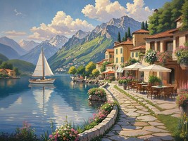 Art Giclee Oil Painting Scenery, the beautiful scenery of lakeside villages #04 - £6.85 GBP+