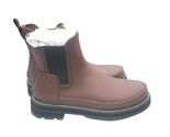 Hunter Women Refined Chelsea Stitch Detail Rain Boot Brown Bolt/Black Si... - $99.00