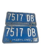 1975 Maryland License Plate Pair 7517 DB YOM DMV Clear Ford Chevy Pontiac 1971 - $56.09