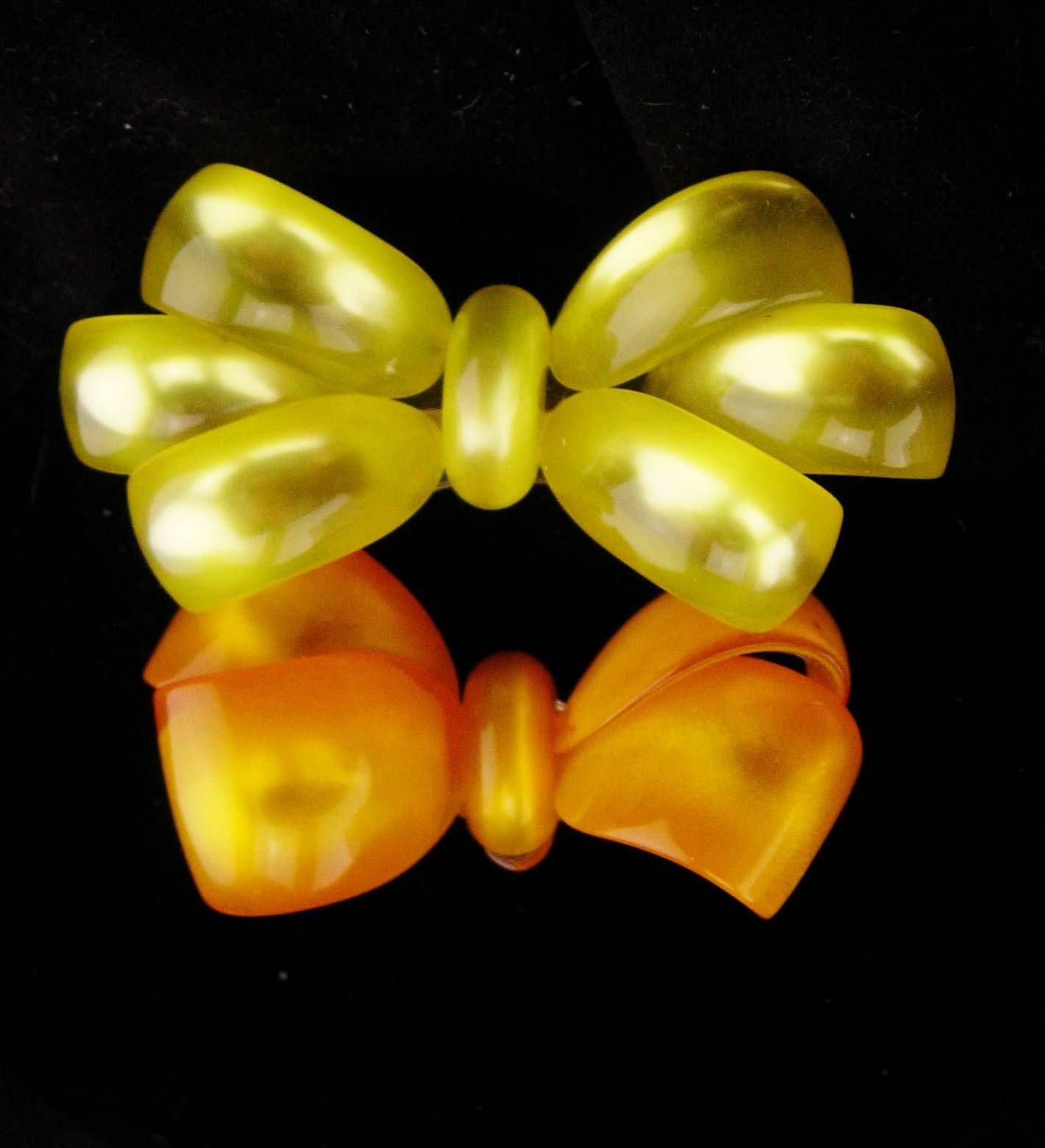 Primary image for 2 Large Lucite bow Brooch / Moonglow lucite / vintage brooch / gift for mom / ch