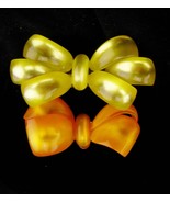 2 Large Lucite bow Brooch / Moonglow lucite / vintage brooch / gift for mom / ch - $110.00