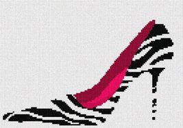 Pepita Needlepoint Canvas: Zebra Fuschia Shoe, 10&quot; x 7&quot; - £39.05 GBP+