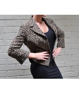 Georges Rech Brown Leopard Animal Print Virgin Wool Crop Jacket 40 Womens - $97.25 CAD