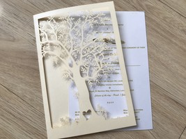 50pcs Pearl Ivory Invitation Cards,Laser Cut Wedding Invitations - £42.32 GBP