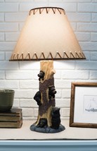 Rustic Black Bear Cubs Peekaboo Climbers by A Tree Table Lamp Statue Wit... - $99.99