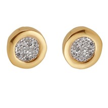 0.14CT Round Natural Diamond Cluster Stud Earrings 14K Yellow Gold Plated Silver - £121.81 GBP