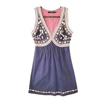 Arc &amp; Co Womens Floral Grecian V-neck Embroidered Babydoll Sundress Dress S - £39.38 GBP