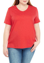  Kim Rogers 3X Tee Shirt S/S Soft Cotton Blend V Neck Red Heather Msrp $28 - £13.13 GBP