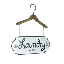The Laundry Co. Vintage Look Hand Painted Metal and Wood Sign Wall Hanging - £22.97 GBP