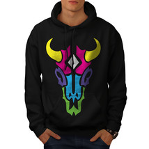 Wellcoda Cow Skull Mens Hoodie, Vibrant Casual Hooded Sweatshirt - $32.68+